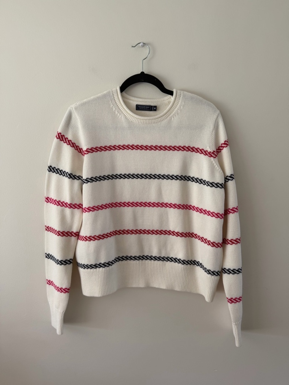 Vineyard Vines 100% Cotton Roll Neck Neutral Coastal Preppy Knit Sweater Medium